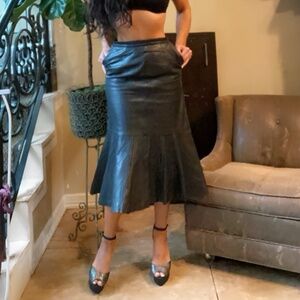 Vintage Black Leather Skirt
